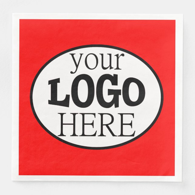 Serviette En Papier Votre logo professionnel personnalisé en rouge (Devant)