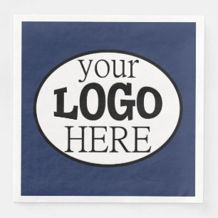 Serviette En Papier Votre logo professionnel personnalisé sur Navy Blu