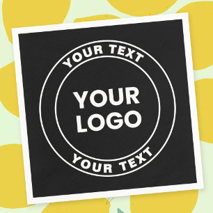 Serviette En Papier Votre logo téléchargé + Texte circulaire gras