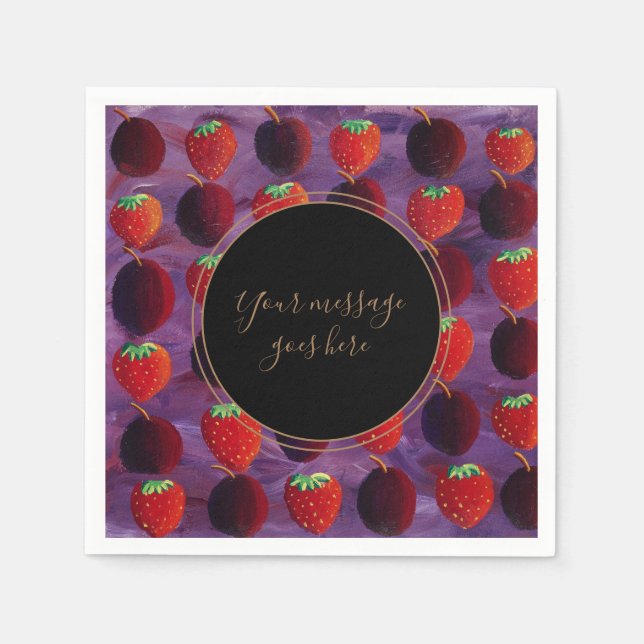Serviette En Papier Votre message Fraises et prunes Fruits rouges (Devant)