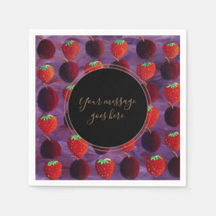 Serviette En Papier Votre message Fruits rouges fraises et prunes