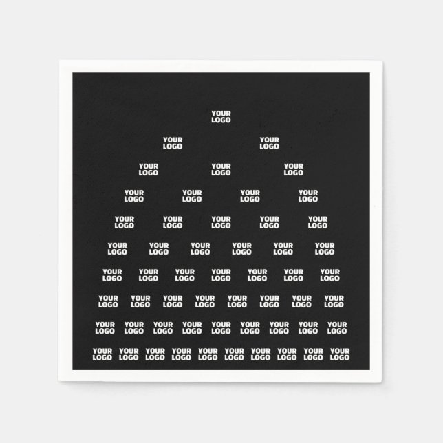 Serviette En Papier Votre Motif d'arche unique Logo | Noir (modifiable (Devant)