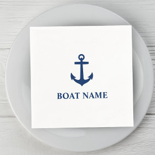 Serviette En Papier Votre nom de bateau Ancre bleue