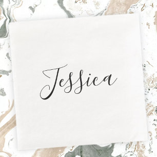 Serviette En Papier Votre nom   Script élégant
