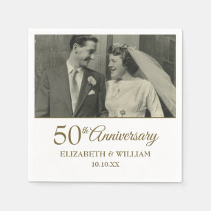 Serviette En Papier Votre photo Mariage 50e anniversaire Golden