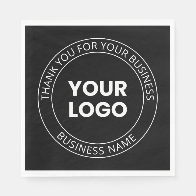 Serviette En Papier Votre propre logo et message modifiable Merci (Devant)