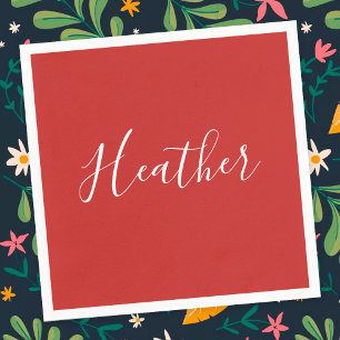 Serviette En Papier Votre script blanc personnalisé en rouge