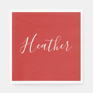 Serviette En Papier Votre script blanc personnalisé en rouge