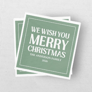Serviette En Papier Vous souhaitant de joyeuses fêtes de Noël en vert