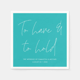 Serviette En Papier Vows de Calligraphie moderne Mariage Turquoise