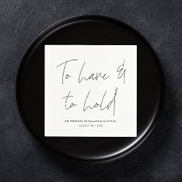 Serviette En Papier Vows de calligraphie moderne noir blanc Mariage