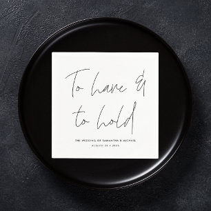 Serviette En Papier Vows de calligraphie moderne noir blanc Mariage