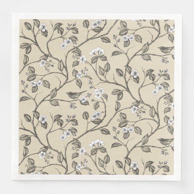 Serviette En Papier Voyage à la Paruline de Château Beige (Devant)
