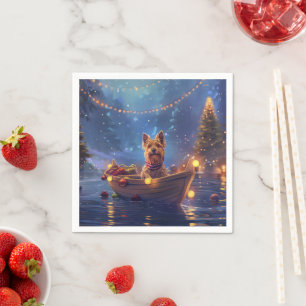 Serviette En Papier Voyage de Noël de Terrier australien