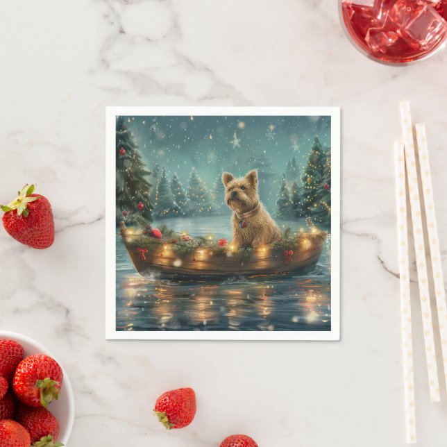 Serviette En Papier Voyage festif de Noël de Cairn Terrier (En situation)