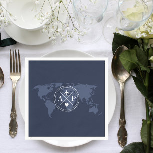 Serviette En Papier Voyage Thématique Destination Mariage Marine Bleu