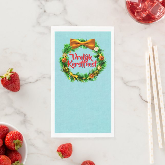 Serviette En Papier Vrolijk Kerstfeest Néerlandais Joyeux Noël (En situation)