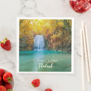 Serviette En Papier Vue d'automne de la cascade d'Erawan Thaïlande
