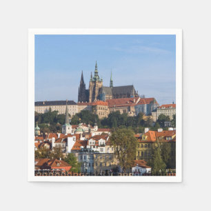Serviette En Papier Vue sur la vieille ville et le château de Prague,