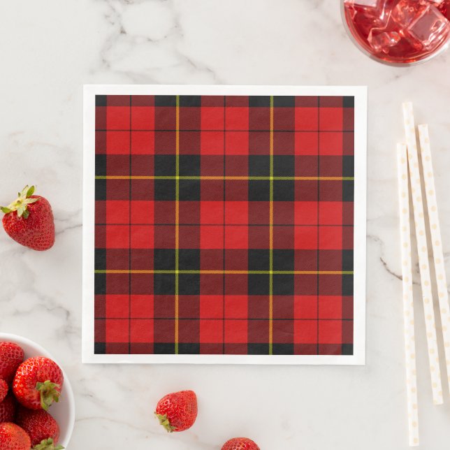 Serviette En Papier Wallace tartan rouge noir plaid (En situation)