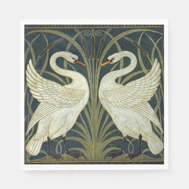 Serviette En Papier Walter Crane Swan & Rush and Iris Victorian  (Devant)