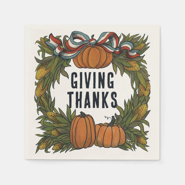 Serviette En Papier Warm Americana Harvest Thanksgiving  (Devant)