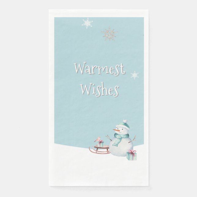 Serviette En Papier Warmest Wishes Snowman Sled Gifts  (Devant)