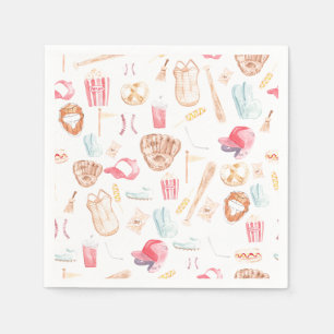 Serviette En Papier Watercolor Basball