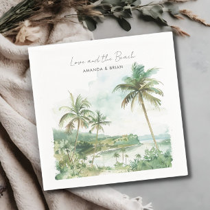 Serviette En Papier Watercolor Beach Destination Mariage