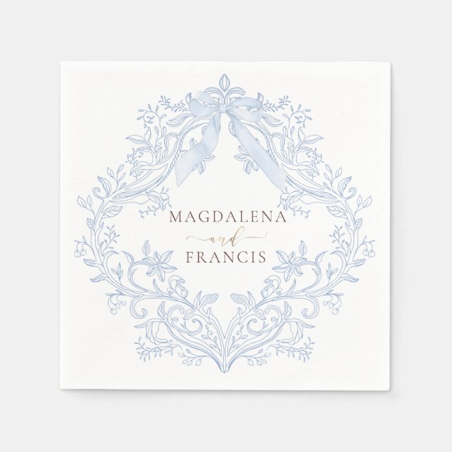 Serviette En Papier  watercolor blue crest wedding (Devant)