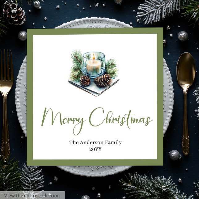 Serviette En Papier Watercolor Boho Christmas Bouquet in Rustic Napkin (Watercolor Boho Christmas Bouquet in Rustic Napkin

)