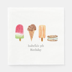 Serviette En Papier Watercolor Crème glacée & Popsicles fête d'anniver