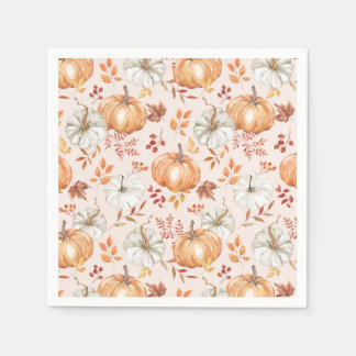 Serviette En Papier Watercolor Fall Pmpkins Rustique Farmhouse
