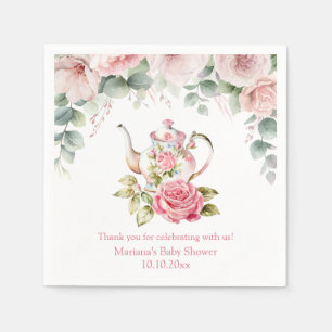 Serviette En Papier watercolor fleurie thé fête fille baby shower