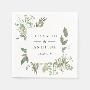 Serviette En Papier Watercolor Forest Greenery Mariage