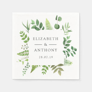 Serviette En Papier Watercolor Forest Greenery Mariage