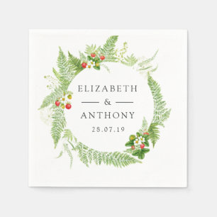Serviette En Papier Watercolor Forest Greenery Mariage