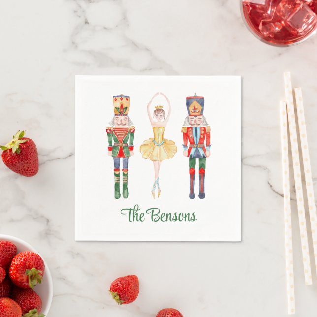 Serviette En Papier Watercolor Nutcracker Ballet personnalisé (En situation)