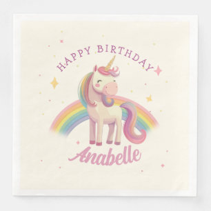 Serviette En Papier Watercolor Rainbow Unicorn fête d'anniversaire