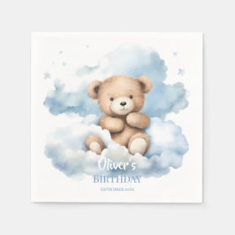 Serviette En Papier Watercolor Teddy Bear Clouds