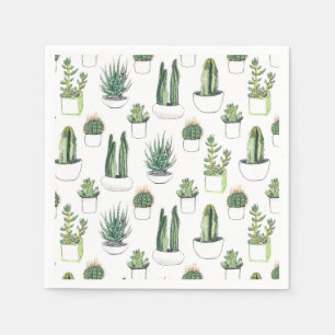 Serviette En Papier Watercolour Cacti & Succulent