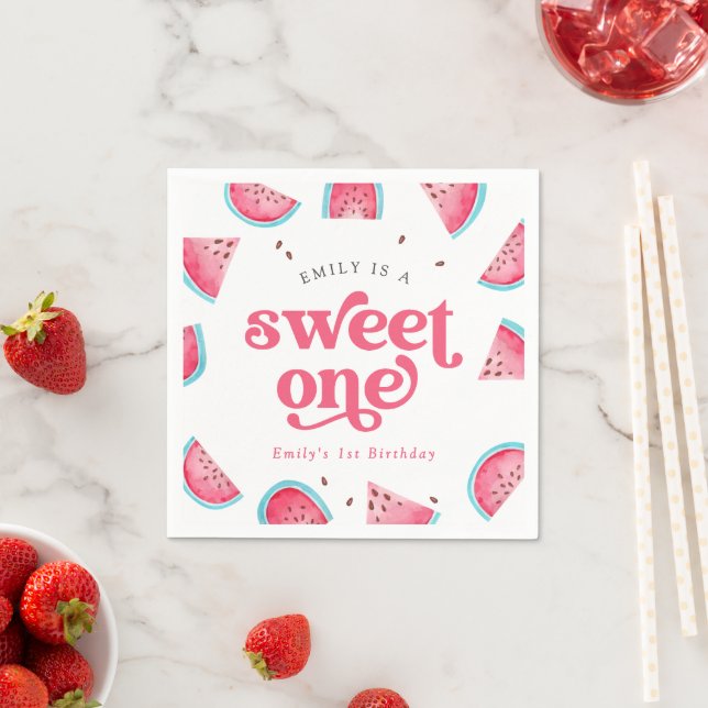Serviette En Papier Watermelon Sweet Un 1er anniversaire (En situation)
