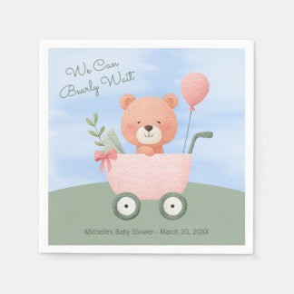 Serviette En Papier "We Can Bearly Wait" Baby Shower