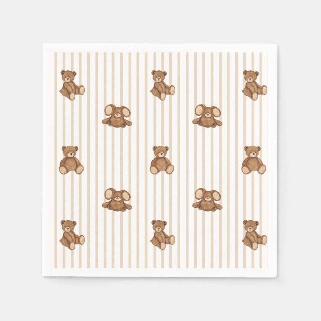 Serviette En Papier We Can Bearly Wait Elegant Baby Shower (Devant)