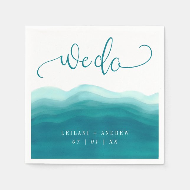 Serviette En Papier We DoTeal Ombre Mariage d'aquarelle (Devant)