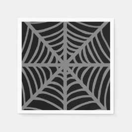 Serviette En Papier Webs d'araignée d'Halloween noir et blanc