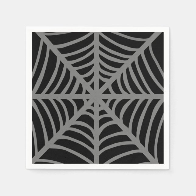 Serviette En Papier Webs d'araignée d'Halloween noir et blanc (Devant)