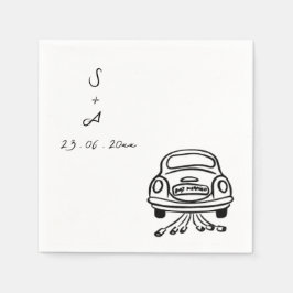 Serviette En Papier wedding car Hand Drawn Wedding