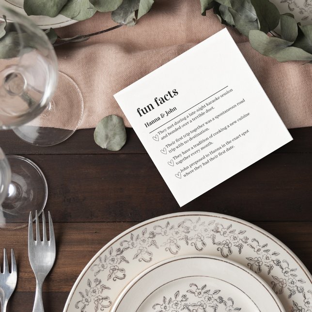 Serviette En Papier Wedding Fun Facts Cocktail Napkin (Créateur téléchargé)
