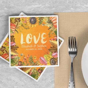 Serviette En Papier Wedding shower Automne Érable Feuille Citrouille T